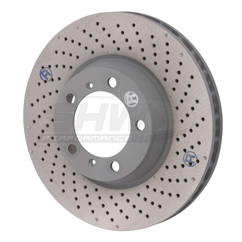 SHW Drilled-Dimpled MB Rotors - SHW 2012 Porsche 911 Carrera 4GTS 3.8L w/o Ceramics Right Frt Drill-Dimp MB Brake Rotor(99635141004)
