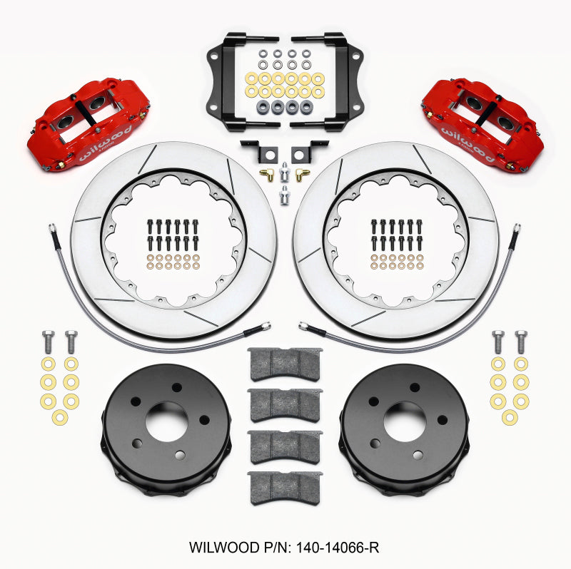 WIL Superlite Brake Kit - Wilwood Narrow Superlite 4R Rear Kit 14.00in Red 2007-up Jeep JK w/Lines