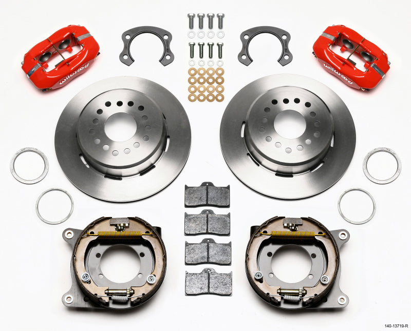 WIL Dynalite Brake Kit - Wilwood Forged Dynalite P/S Park Brake Kit Red Ford 8.8 Special w/2.50in Offset-5 Lug