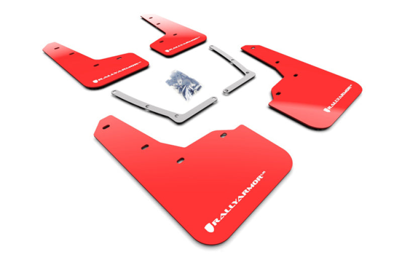 RAL UR Red Flap/Wht Logo - Rally Armor 16-21 Honda Civic Si Red UR Mud Flap w/White Logo