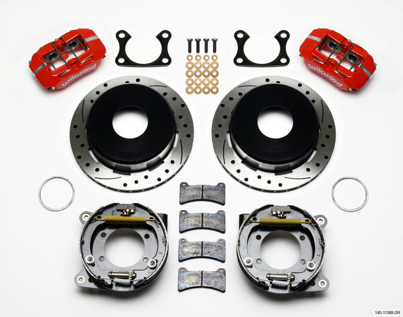 WIL Dynapro Brake Kit - Wilwood Dynapro Low-Profile 11.00in P-Brake Kit Drill-Red Big Ford 2.36in Offset Currie