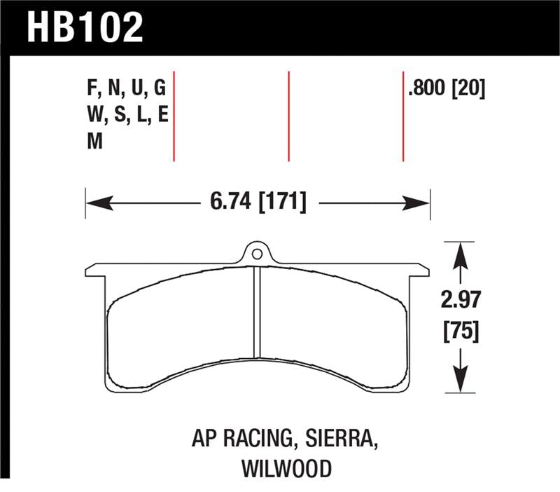 HAWK DTC-70 Brake Pad Sets - Hawk AP Racing 6 / Sierra/JFZ / Wilwood 7520 DTC-70 Race Rear Brake Pads