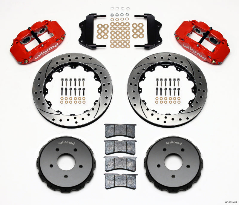 WIL Superlite Brake Kit - Wilwood Narrow Superlite 6R Front Hat Kit 13.06in Drilled Red 2004-2006 Pontiac GTO