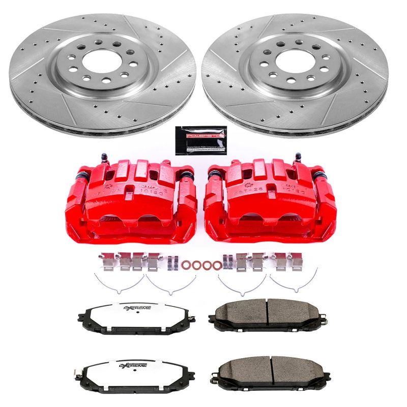 PSB Red Calipers - Power Stop 14-16 Jeep Cherokee Front Z36 Truck & Tow Kit w/Cals