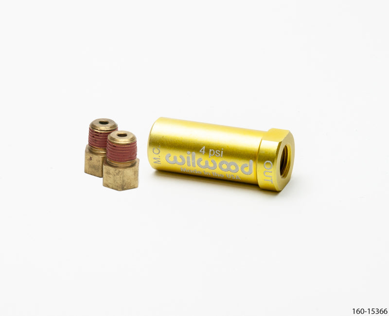 WIL Residual Pressure Valve - Wilwood Residual Pressure Valve - New Style w/ Fittings - 4 PSI / Gold