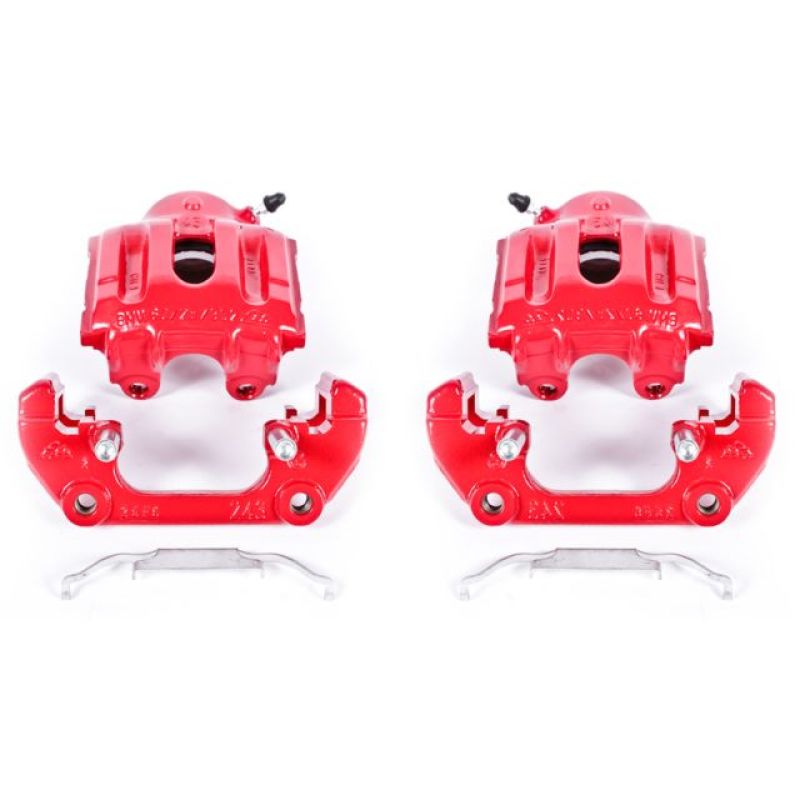 PSB Red Calipers - Power Stop 94-95 BMW 540i Front Red Calipers w/Brackets - Pair