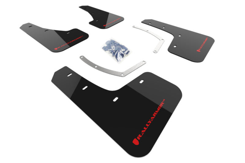 RAL UR Blk Flap/Rd Logo - Rally Armor 18-25 Subaru Ascent Black UR Mud Flap w/Red Logo
