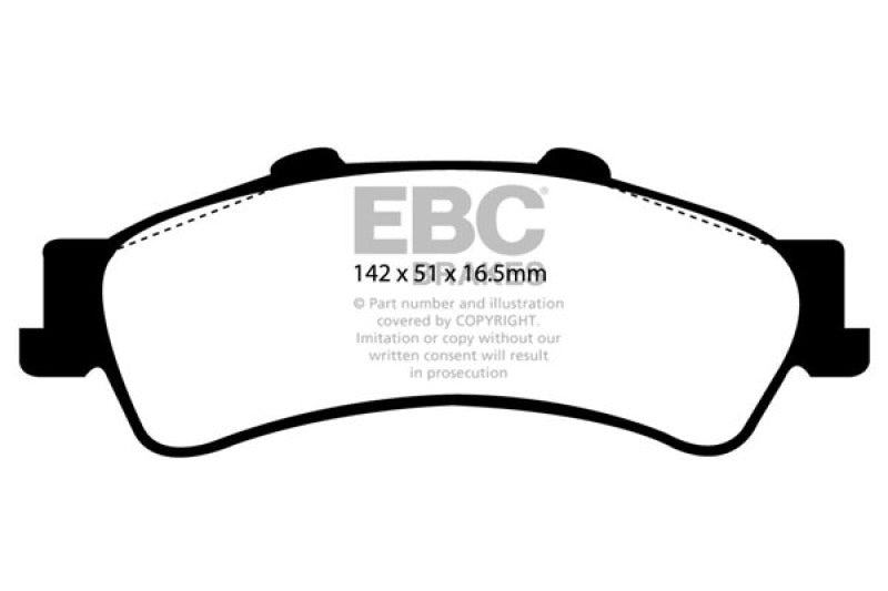 EBC Yellowstuff Brake Pad Sets - EBC 01-05 Cadillac Deville 4.6 HD Yellowstuff Rear Brake Pads