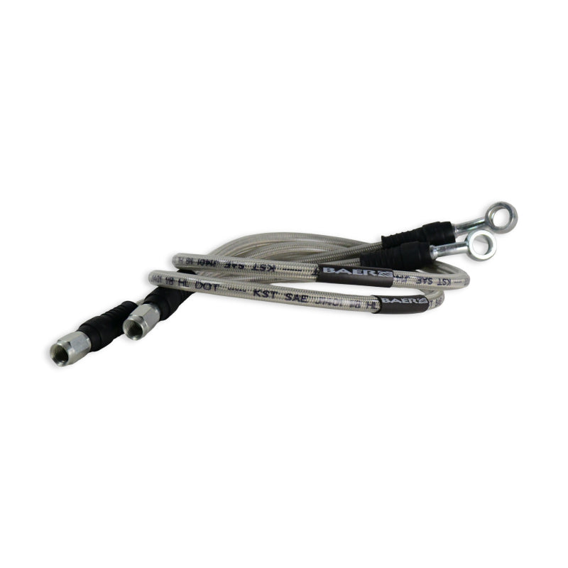 BAE Brake Hose Sets - Baer Brakes 25.25in Long Braided Hose Set w/ 3AN Female Straight x 10mm 20 Degree Banjo Ends
