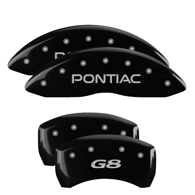 MGP Caliper Covers 4 Logo - MGP 4 Caliper Covers Engraved Front Pontiac Engraved Rear G8 Black finish silver ch