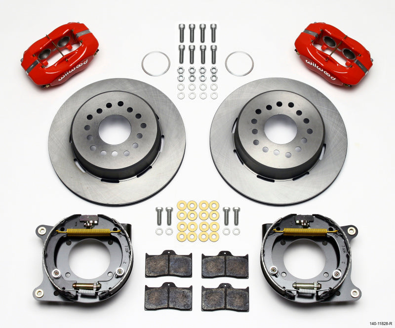WIL Dynalite Brake Kit - Wilwood Forged Dynalite P/S Park Brake Kit Red Impala 59-64 / Corvette 57-62