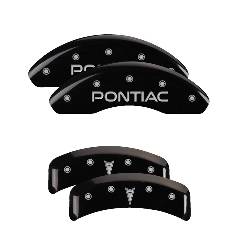 MGP Caliper Covers 4 Logo - MGP 4 Caliper Covers Engraved Front Pontiac Engraved Rear Arrow Black finish silver ch