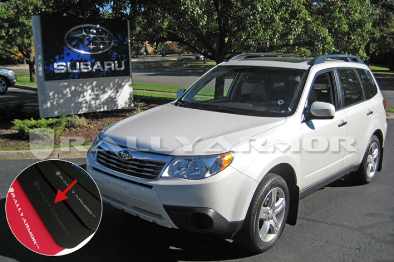 RAL UR Blk Flap/Grey Logo - Rally Armor 09-13 Subaru Forester Black UR Mud Flap w/ Grey Logo