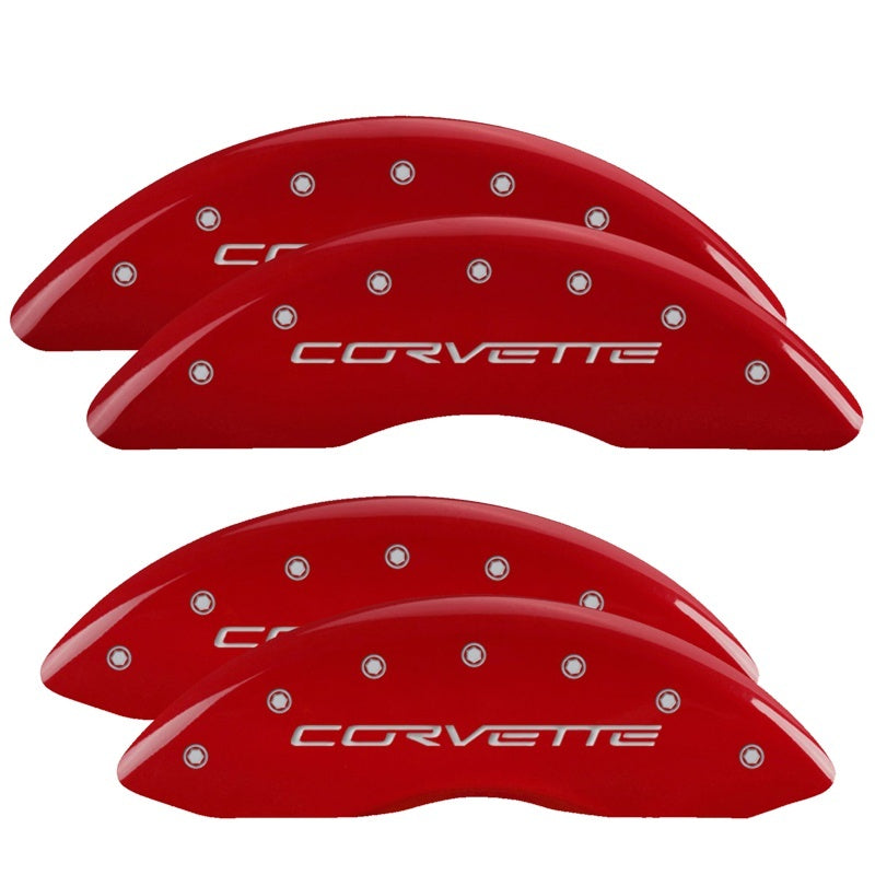 MGP Caliper Covers 4 Logo - MGP 4 Caliper Covers Engraved Front & Rear C6/Corvette Red finish silver ch