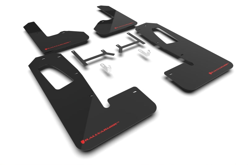 RAL UR Blk Flap/Rd Logo - Rally Armor 22-26 Rivian R1S Black UR Mud Flap w/Red Logo