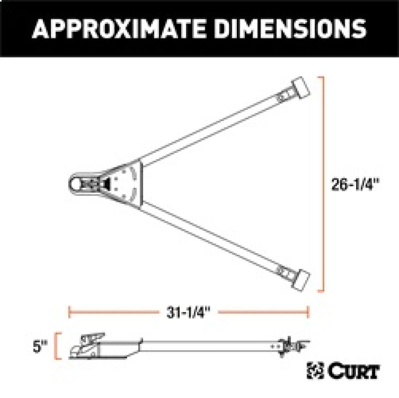 ROK Towing Solutions - RockJock Curt Tow Bar with Adjustable Width Arms Car Mount 2in Ball 5000lbs