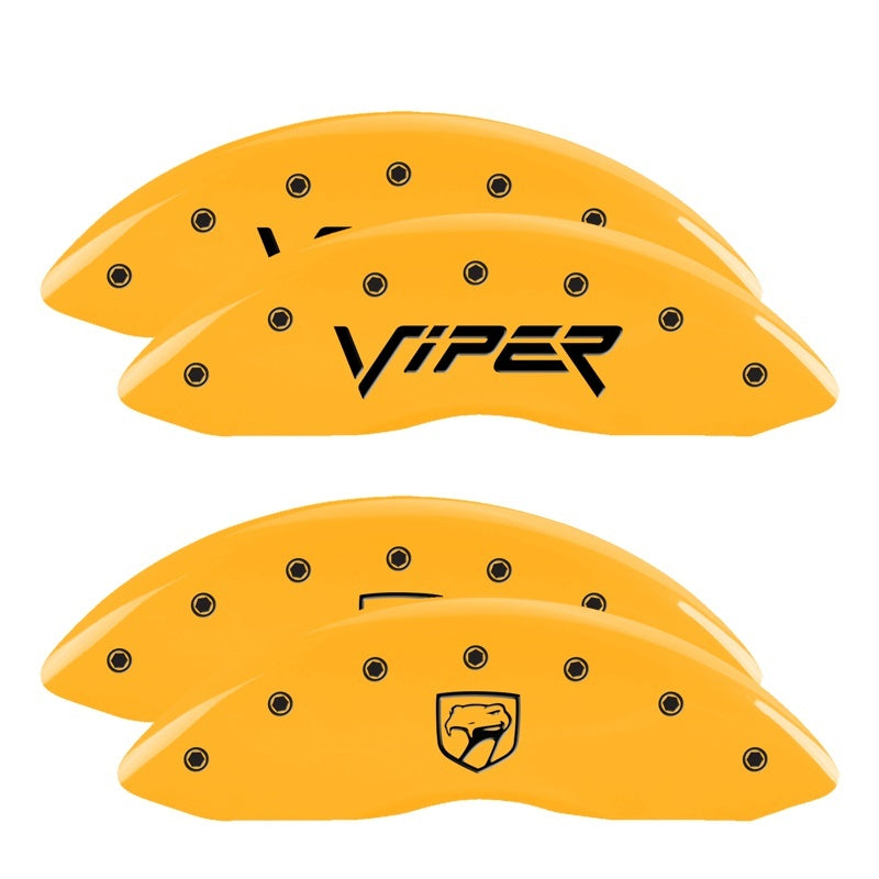 MGP Caliper Covers 4 Logo - MGP 4 Caliper Covers Engraved Front Viper Rear Snake Yellow Finish Black Char 2002 Dodge Viper