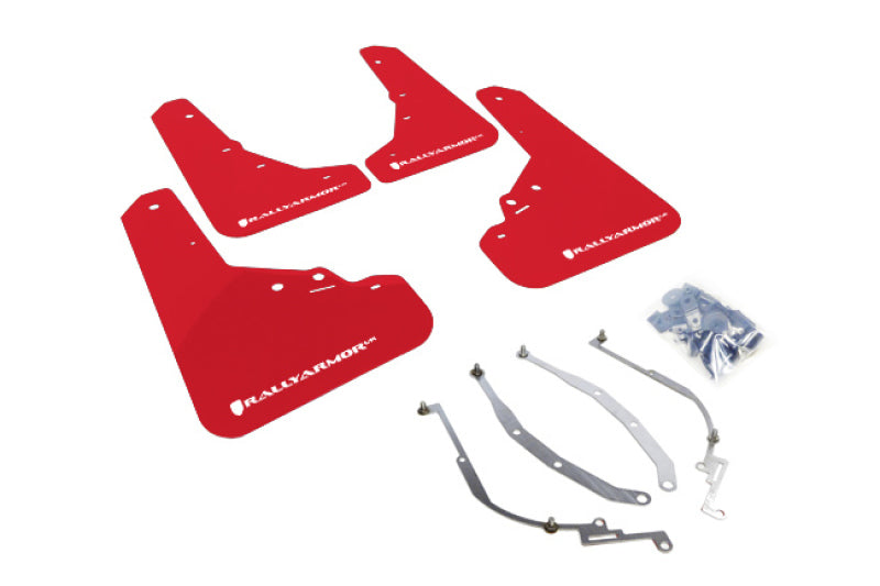 RAL UR Red Flap/Wht Logo - Rally Armor 12-18 Fiat 500 Red Mud Flap w/White Logo