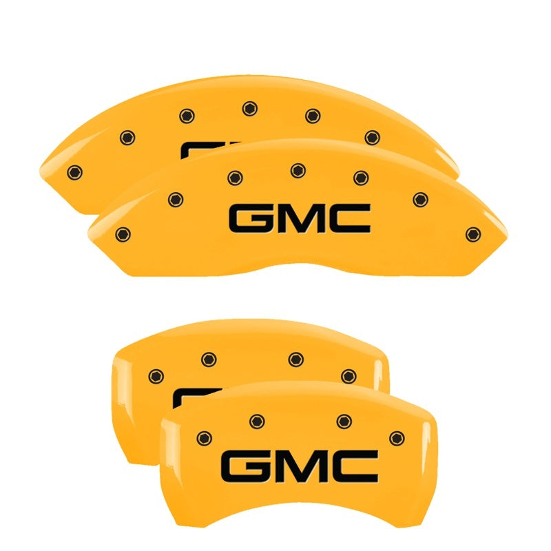 MGP Caliper Covers 4 Logo - MGP 4 Caliper Covers Engraved Front & Rear GMC Yellow finish black ch