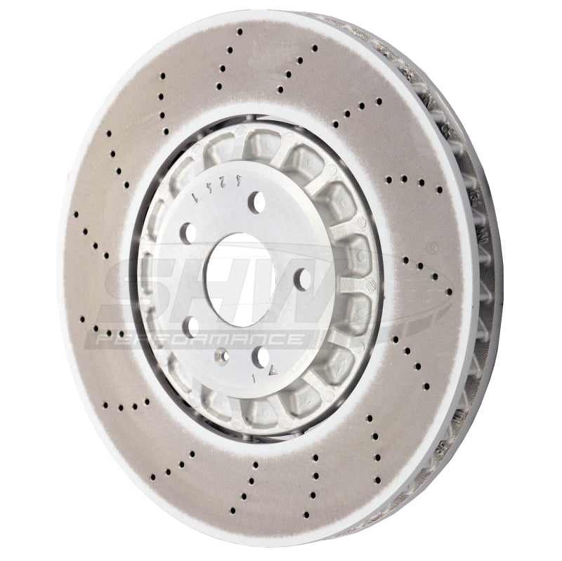 SHW Drilled Lightweight Rotors - SHW 2020 Audi RSQ3 2.5L Front Cross-Drilled Lightweight Brake Rotor (European Model) (4M0615301BJ)