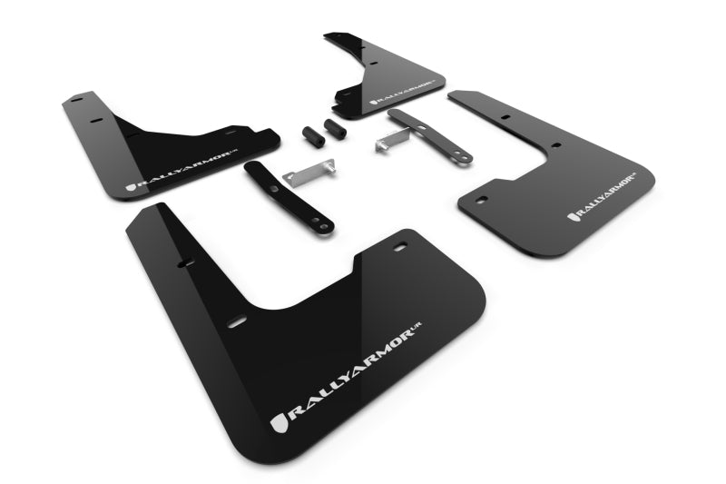 RAL UR Blk Flap/Wht Logo - Rally Armor 24-26 Hyundai Elantra Black Mud Flap White Logo