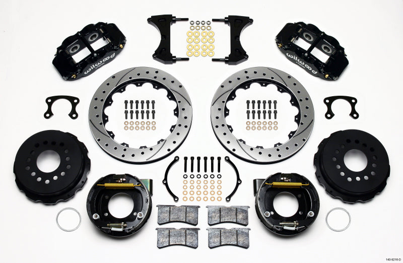 WIL Superlite Brake Kit - Wilwood Narrow Superlite 4R Rear P-Brk Kit 12.88in Drilled Small Ford 2.66in Offset