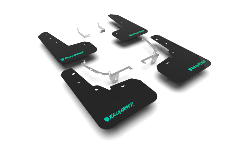 RAL UR Blk Flap/Teal Logo - Rally Armor 13-17 Subaru Crosstrek XV Black UR Mud Flap w/Teal Altered Font Logo