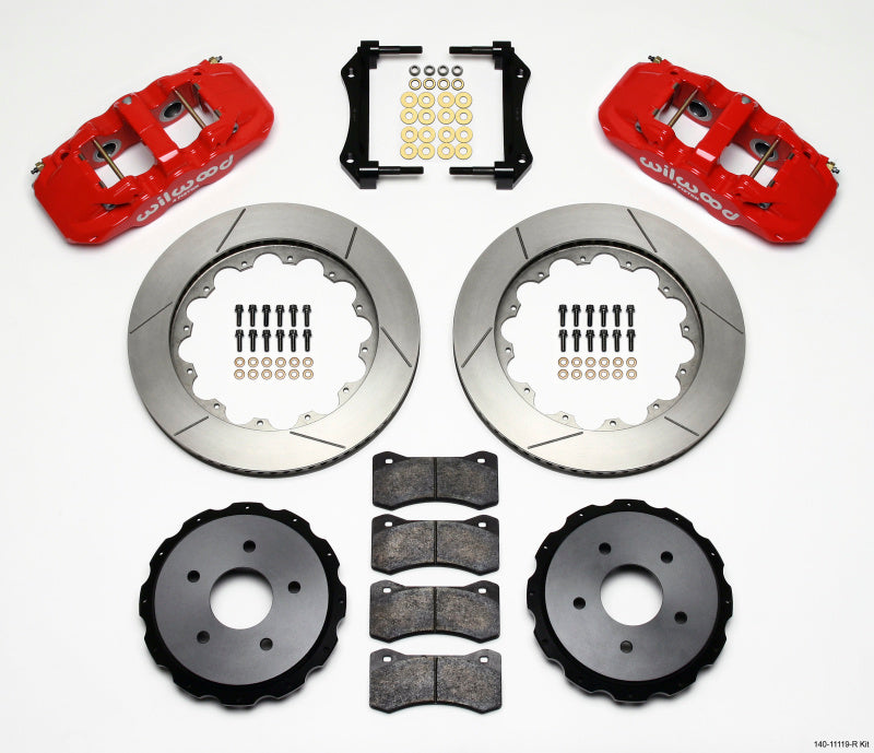 WIL Aero Brake Kit - Wilwood AERO4 Rear Kit 14.00in Red 97-04 Corvette C5/Z06 05-13 C6