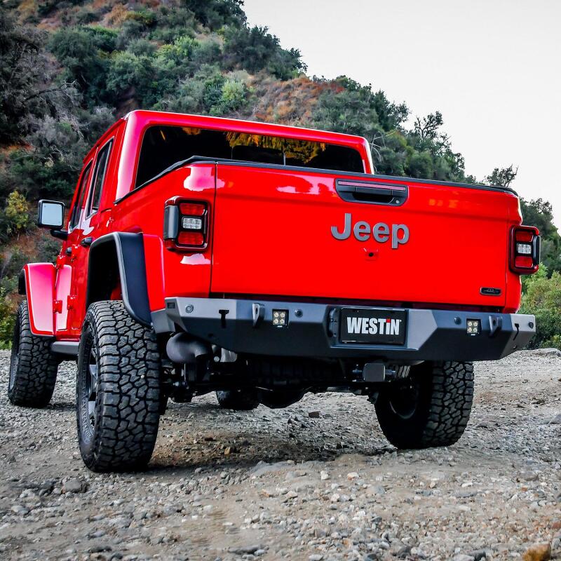 WES WJ2 Bumpers - Westin 2020 Jeep Gladiator w/Sensors WJ2 Rear Bumper w/Sensor - Textured Black