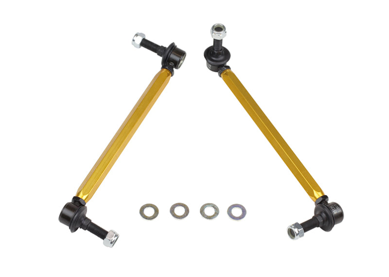 WL Sway Bar Links - Whiteline 05+ Mustang Coupe 8cyl (Inc Shelby GT/ GT500) Front Swaybar Link Kit H/Duty Adj Steel Ball
