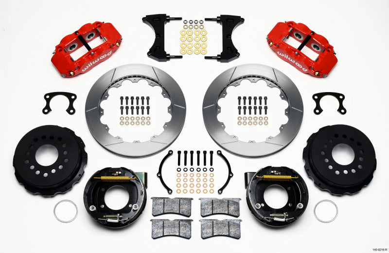 WIL Superlite Brake Kit - Wilwood Narrow Superlite 4R Rear P-Brk Kit 12.88in Red Small Ford 2.66in Offset