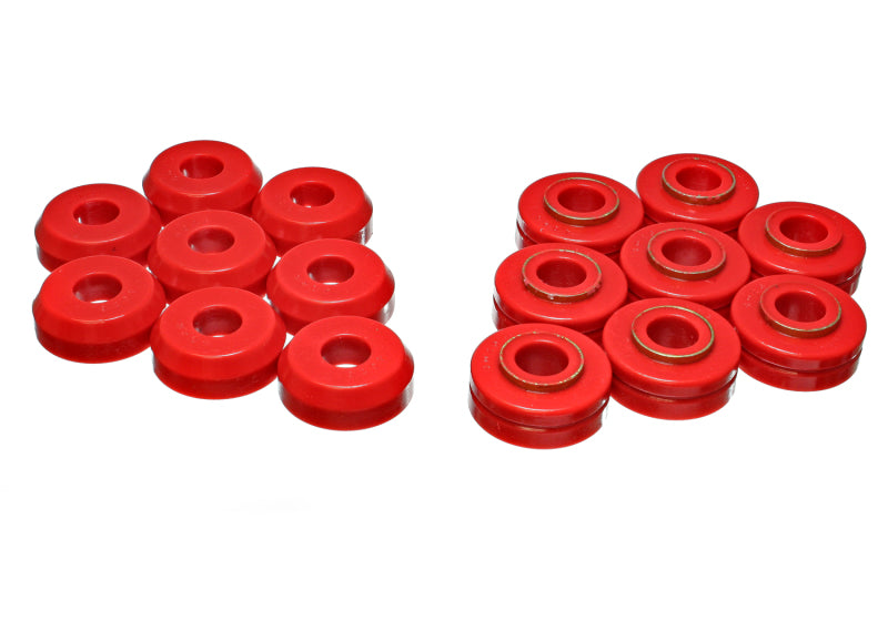 ES Body Mounts - Red - Energy Suspension Ford Bronco Body Mount Set - Red