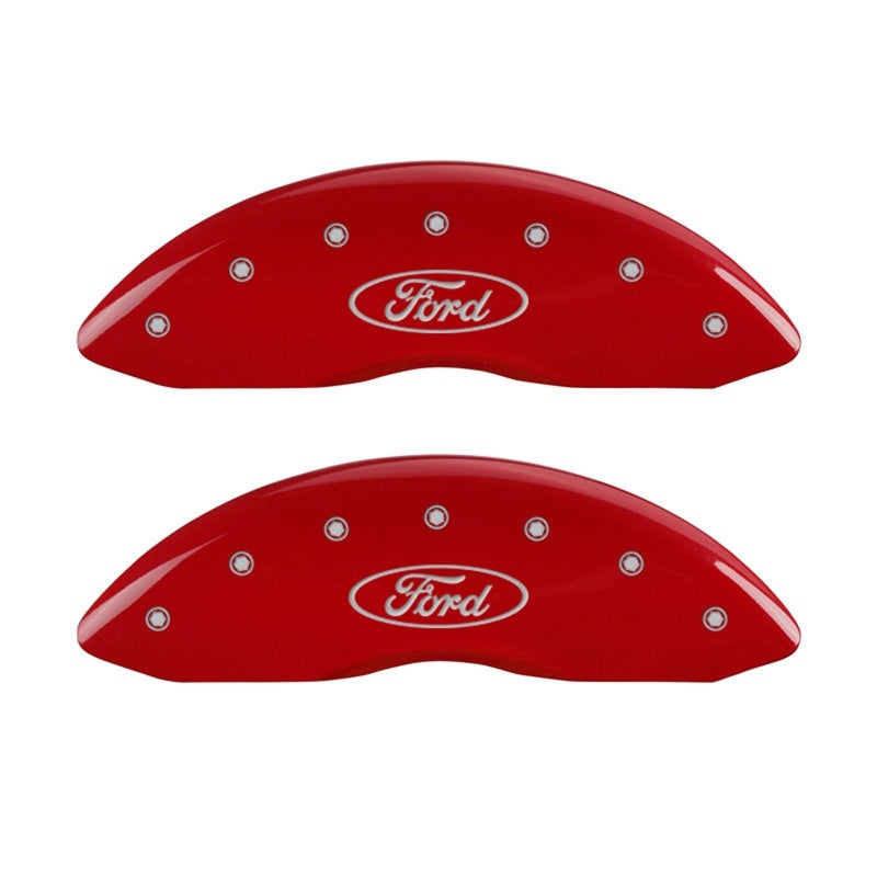 MGP Caliper Covers 2 Logo - MGP Front set 2 Caliper Covers Engraved Front Oval logo/Ford Red finish silver ch