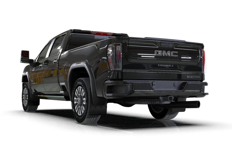RAL Basic Blk Flap/Blk Logo - Rally Armor 20-26 GMC Sierra 2500/3500 HD Denali Black Mud Flap w/Metallic Black Logo