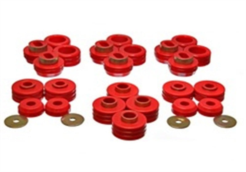 ES Body Mounts - Red - Energy Suspension 81-91 GM Denali XL/Suburban/Yukon XL 2WD/4WD Red Body (Cab) Mount Set