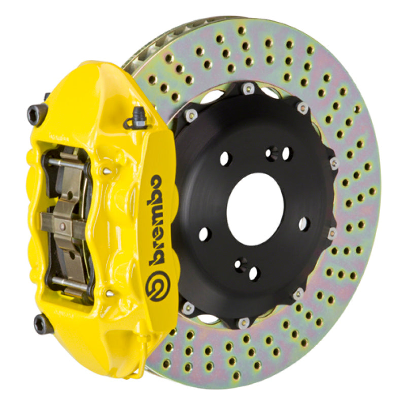 BRB Big Brake Kits - Brembo 99-05 S2000 Rear GT BBK 4 Piston Cast 328x28 2pc Rotor Drilled- Yellow