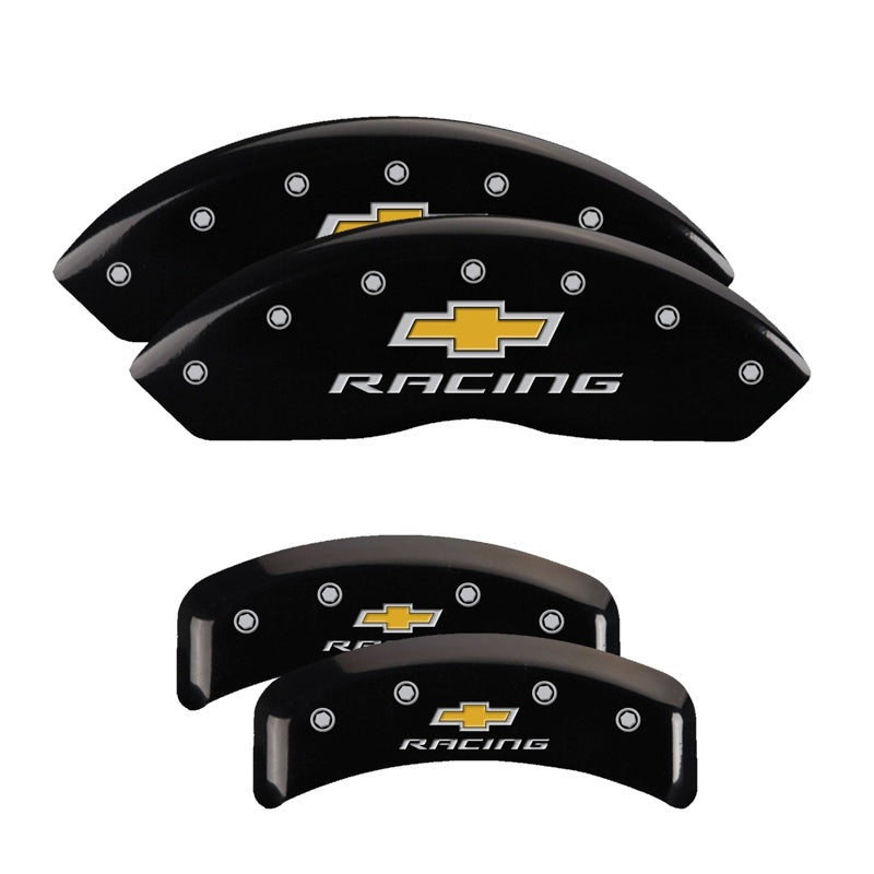 MGP Caliper Covers 4 Logo - MGP 4 Caliper Covers Engraved F & R Chevy Racing Black Finish Silver Char 1988 Chevrolet Corvette