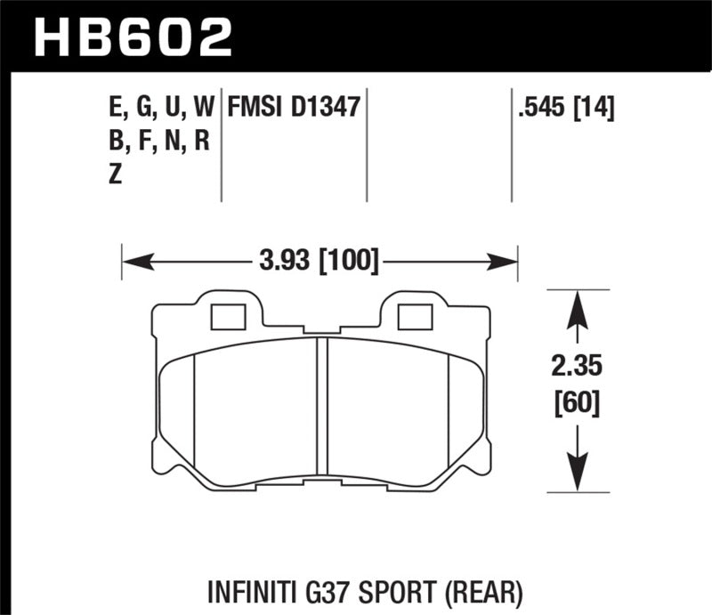 HAWK Ceramic Brake Pad Sets - Hawk Infiniti G37 Sport Performance Ceramic Street Rear Brake Pads