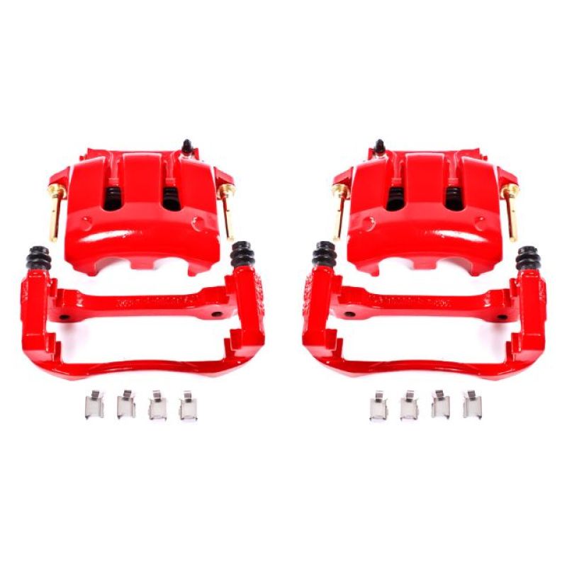 PSB Red Calipers - Power Stop 05-14 Ford Mustang Front Red Calipers w/Brackets - Pair