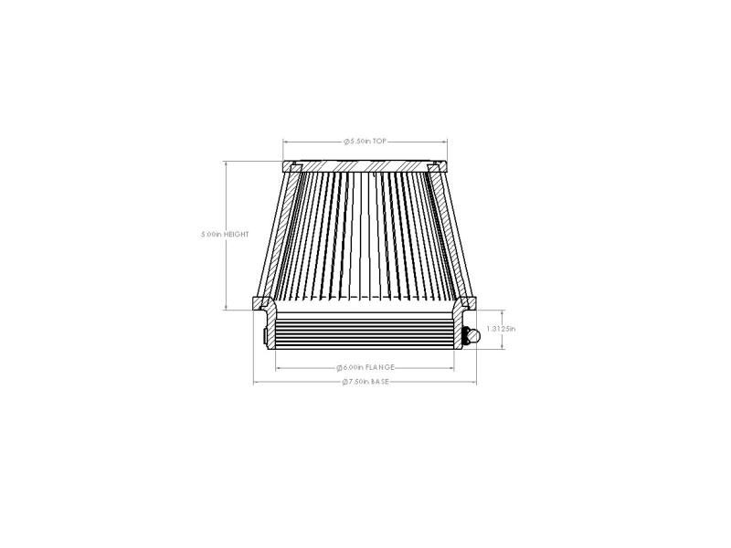 AFE Universal D2 Dura Dry Air Filter - aFe POWER Universal Clamp-On Air Filter w/ D2 Dura-Dry Media - 6in F x 7.5in B x 5.5in T x 5in H