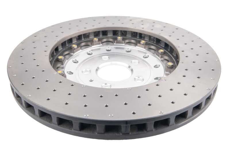 DBA 5000 Slot&Drill Rotors - DBA 14-18 Audi RS7 Iron Rotors Front 5000 Series Drilled & Slotted Rotor w/Silver Hat