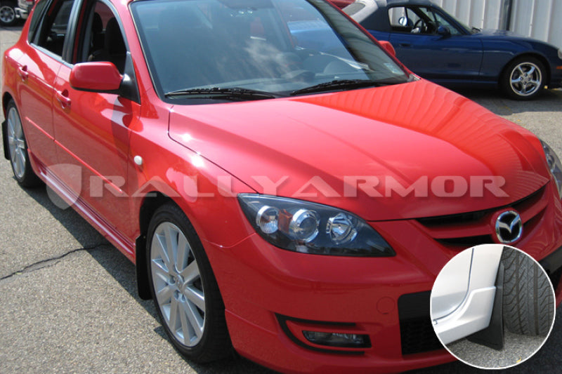 RAL Basic Blk Flap/Blk Logo - Rally Armor 04-09 Mazda3/Speed3 Basic Black Mud Flap w/ Black Logo