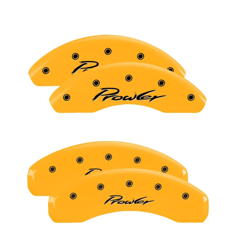 MGP Caliper Covers 4 Logo - MGP 4 Caliper Covers Engraved Front & Rear 97-02 Chrysler Prowler Yellow Finish Black Prowler Logo