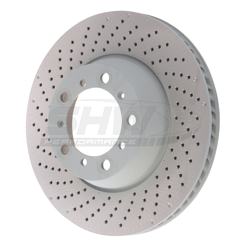 SHW Drilled Monobloc Rotors - SHW 17-21 Porsche 911 Carrera 3.0L w/o Ceramic Brakes Left Rear Drilled MB Brake Rotor (9P1615601)