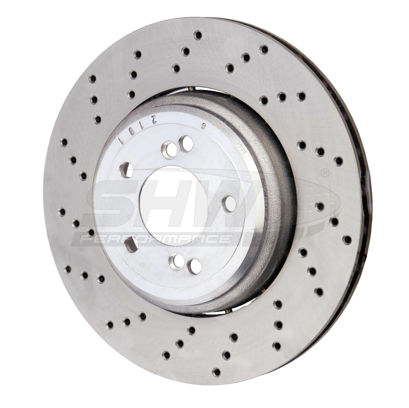 SHW Drilled Lightweight Rotors - SHW 08-13 BMW M3 4.0L Left Rear Cross-Drilled Lightweight Brake Rotor (34212283803)