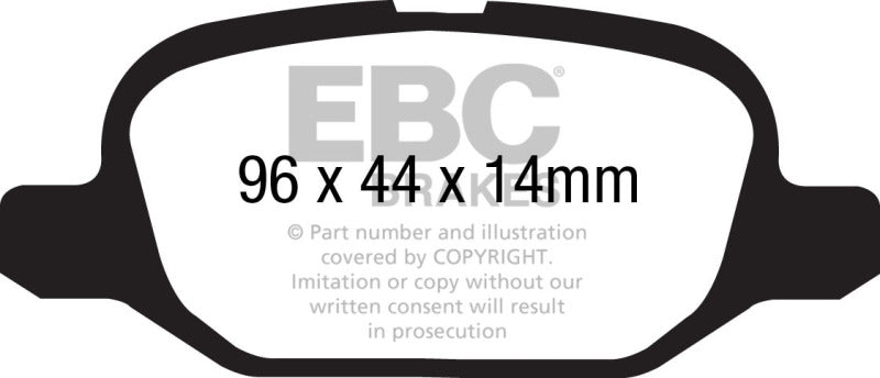 EBC Redstuff Brake Pad Sets - EBC 11+ Fiat 500 1.4 (ATE Calipers) Redstuff Rear Brake Pads