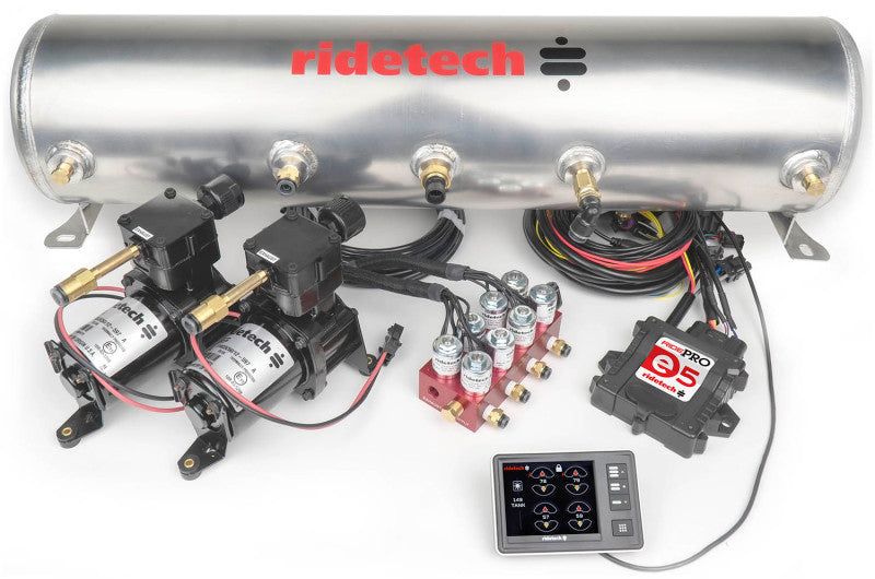 RID Air Control System - Ridetech RidePro E5 Air Ride Suspension Control System 5 Gallon Dual Compressor 1/4in Valves