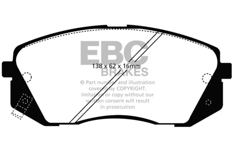 EBC Ultimax2 Brake Pad Sets - EBC 10-15 Hyundai Tucson 2.0 AWD Ultimax2 Front Brake Pads