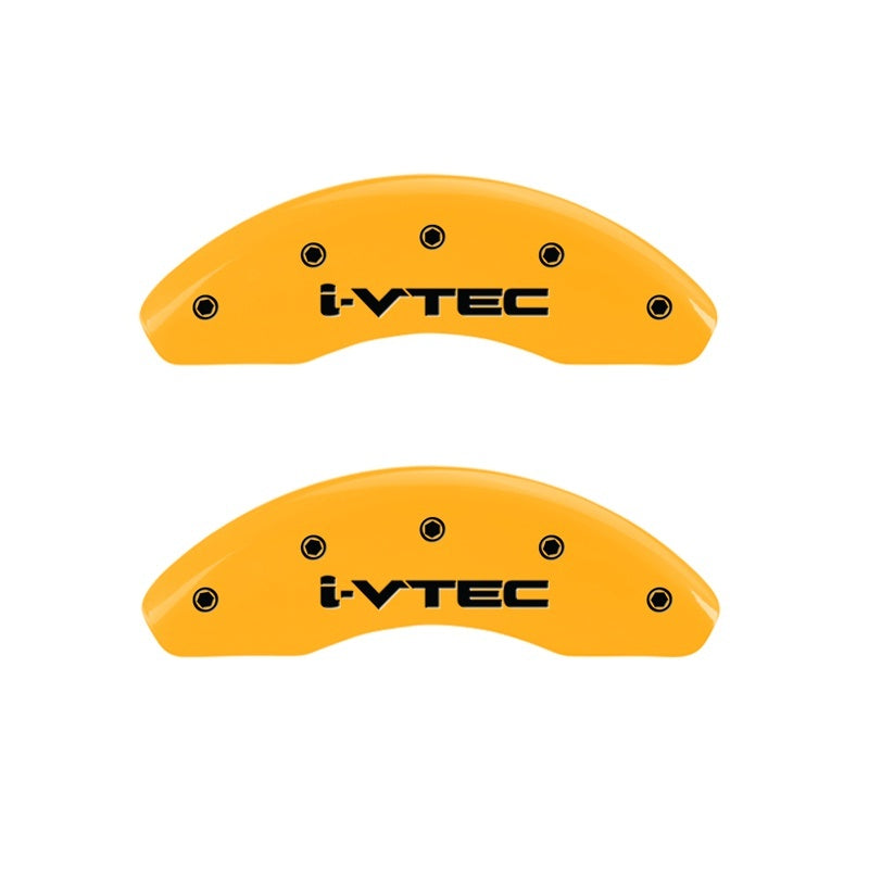 MGP Caliper Covers 2 Logo - MGP 2 Caliper Covers Engraved Front I-Vtec Yellow Finish Black Characters 2009 Honda Civic