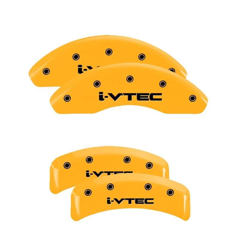 MGP Caliper Covers 4 Logo - MGP 4 Caliper Covers Engraved Front & Rear i-Vtec Yellow finish black ch